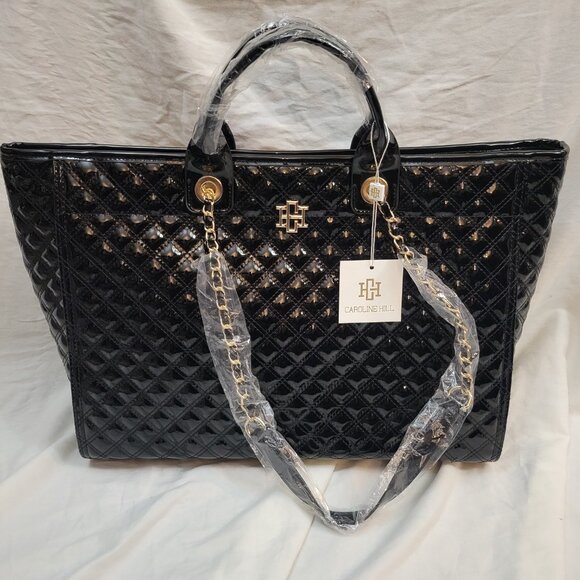 Caroline Hill Melissa Black Patent Leather Tote Handbag - Picture 11 of 11